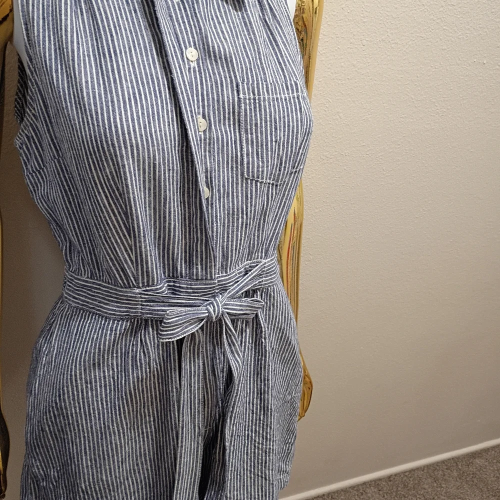 Anthropologie Blue and White Striped Jumpsuit - Picture 2 of 8